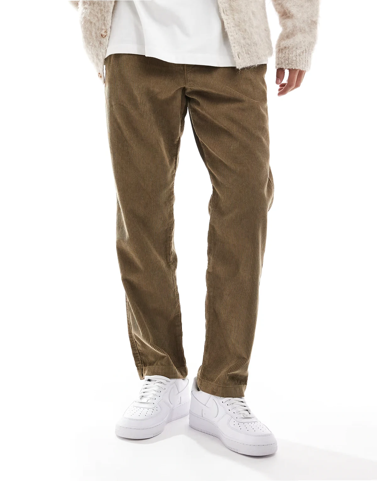 – Kane – Locker geschnittene Cordhose in Beige mit Kordelzugbund