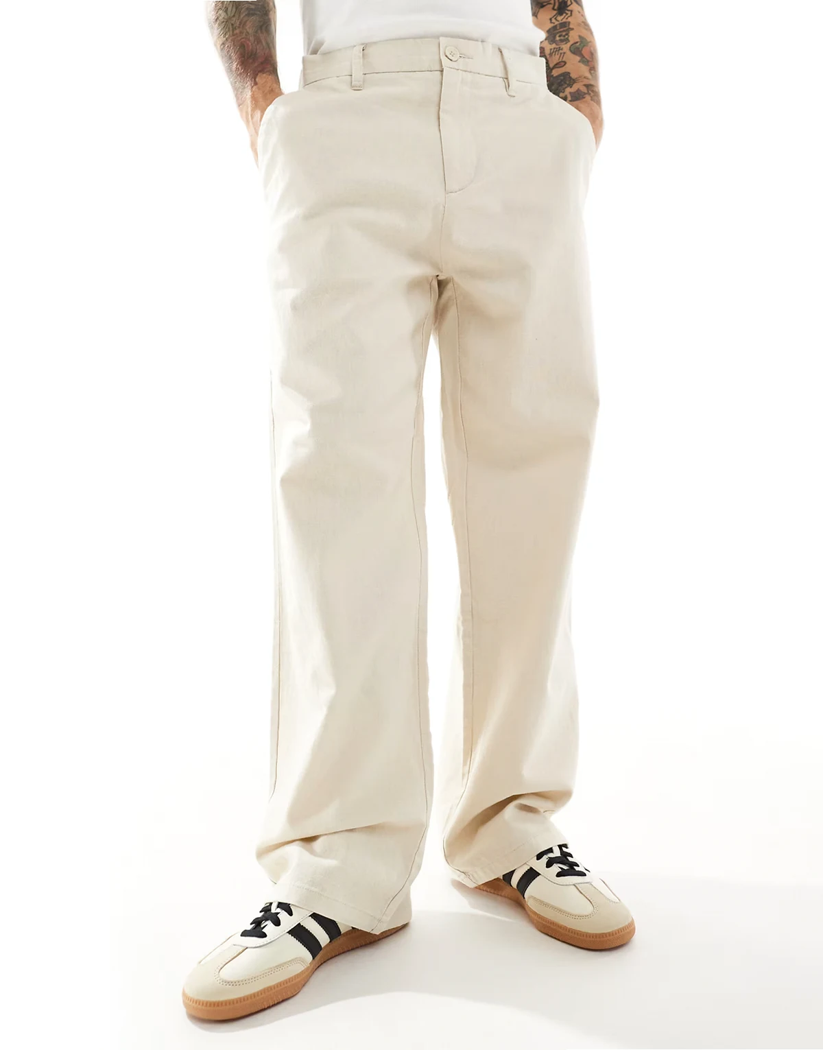 baggy fit linen pants in ecru