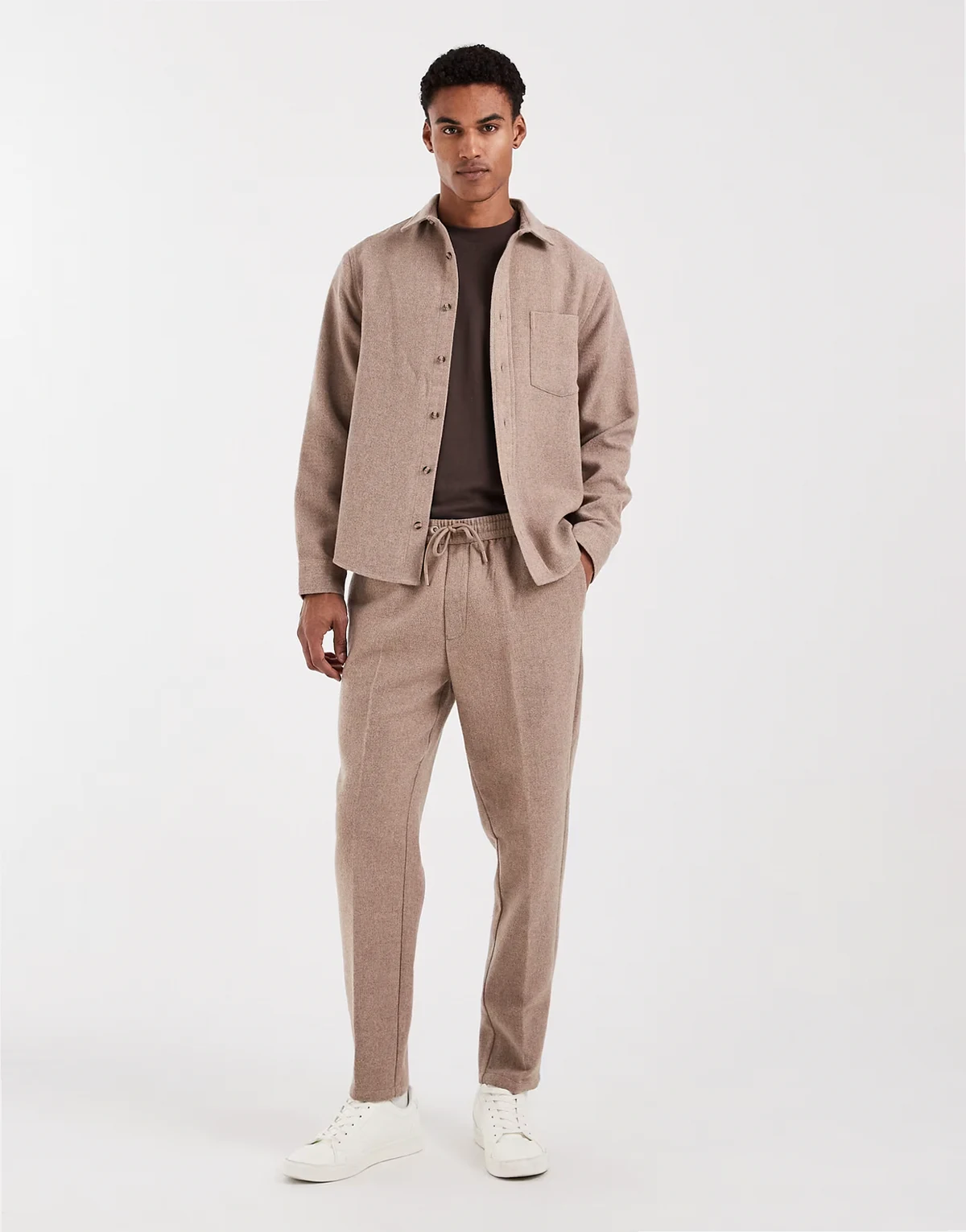 tapered pants in beige - part of a set
