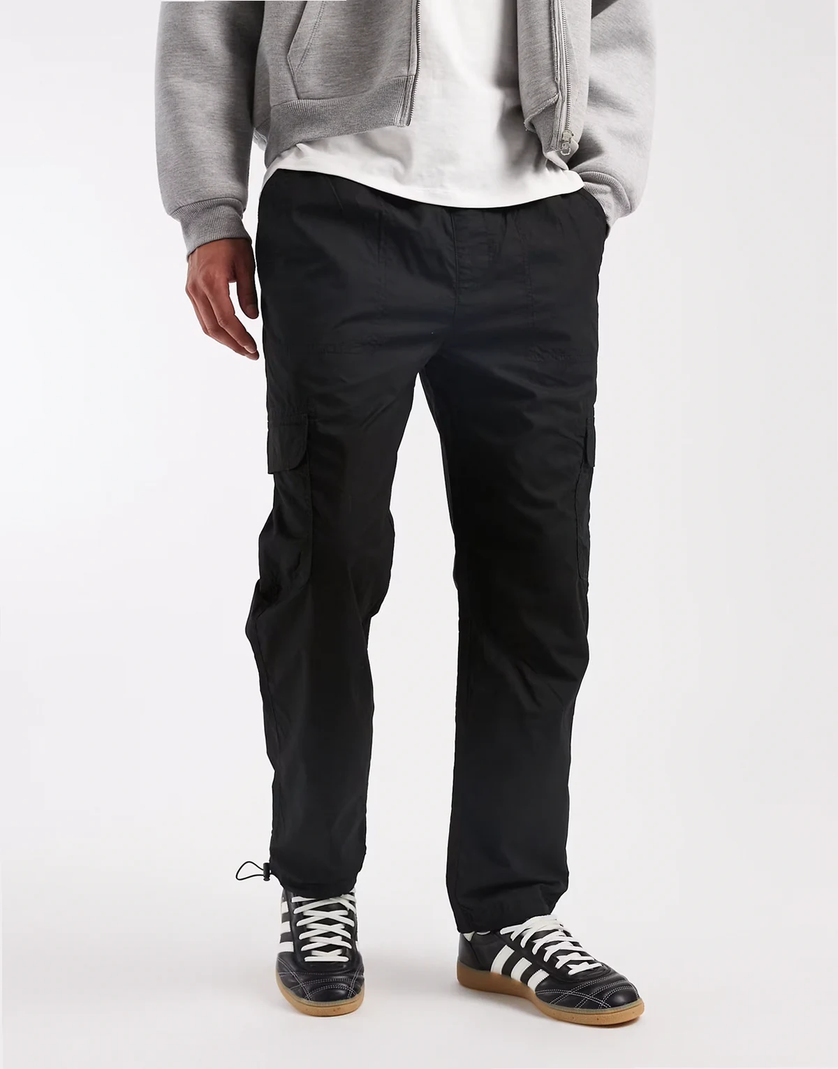 cotton poplin cargo pants in black
