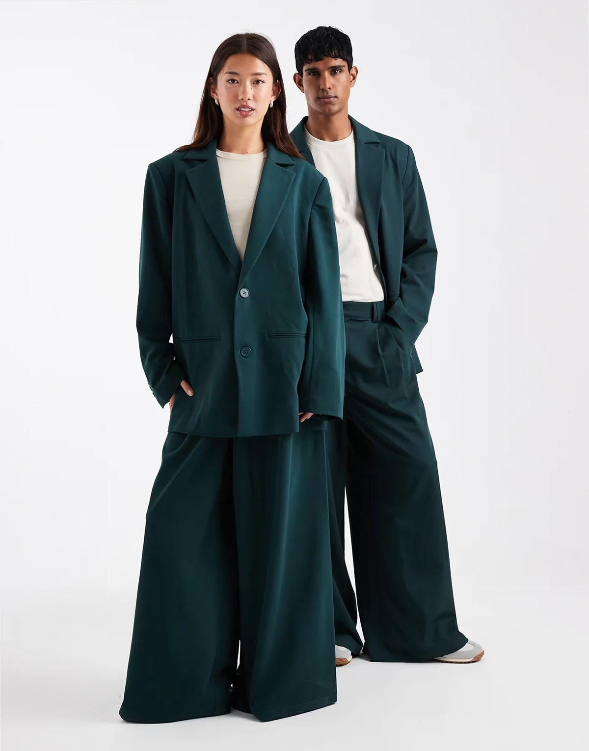 Unisex wide leg pants in teal - part of a set