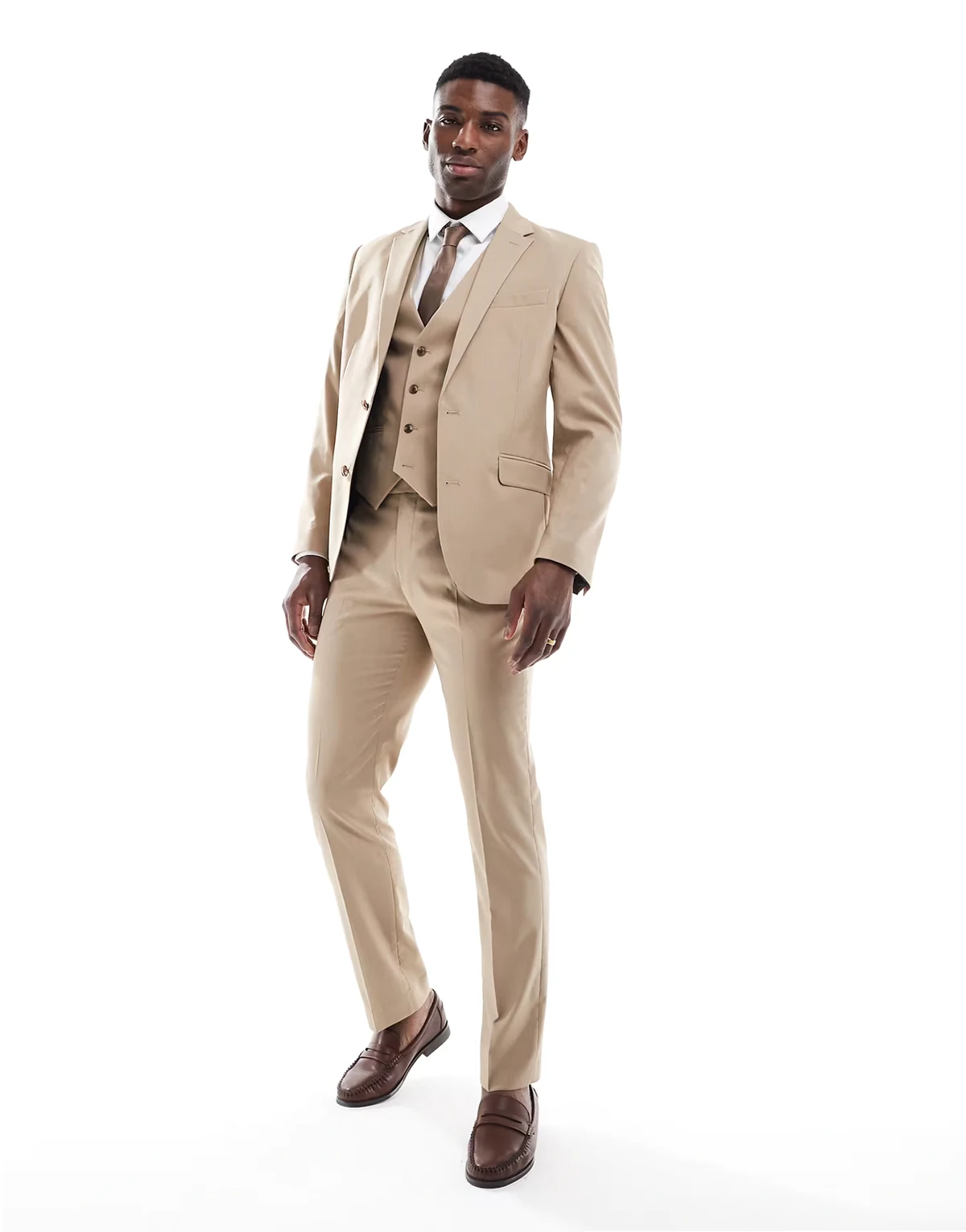 – Slim Fit Anzughose in Nerz-Braun