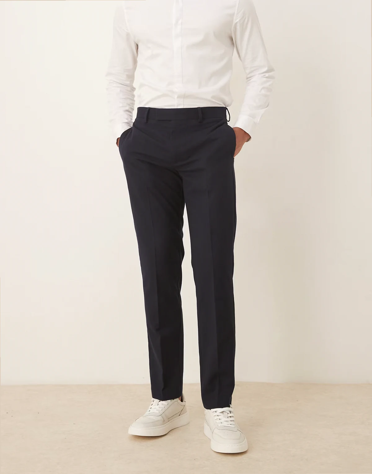 slim suit pants in navy flannel
