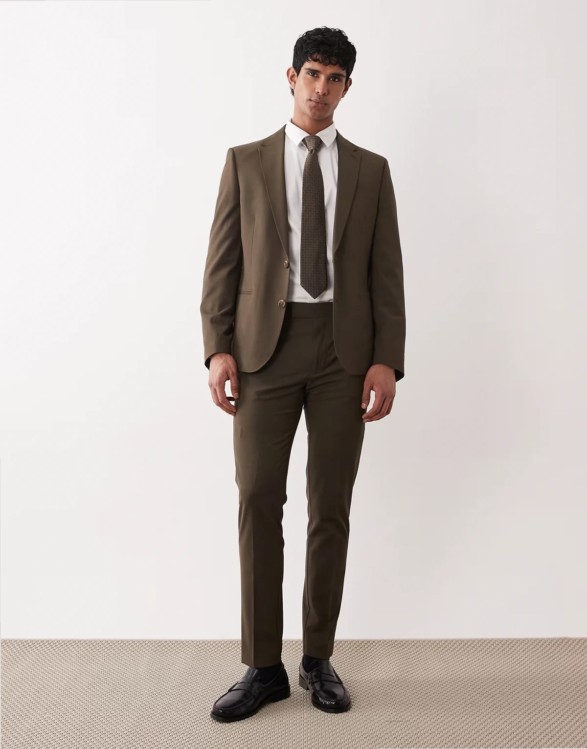 skinny pants with washable wool in olive green