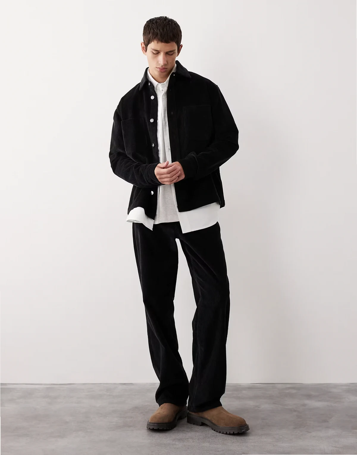 AC-B-253 signature straight fit cord pants in black - part of a set