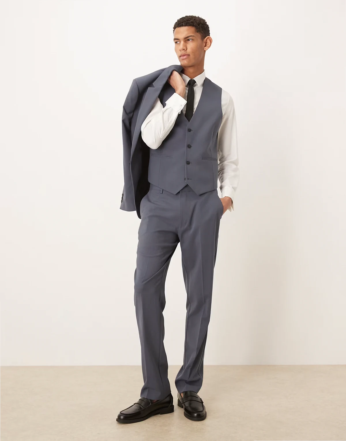 slim suit pants in dark blue