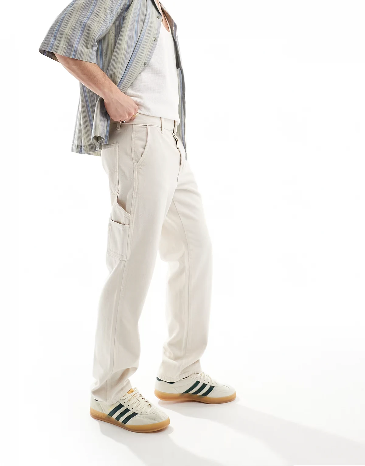Edge straight fit carpenter jeans in ecru