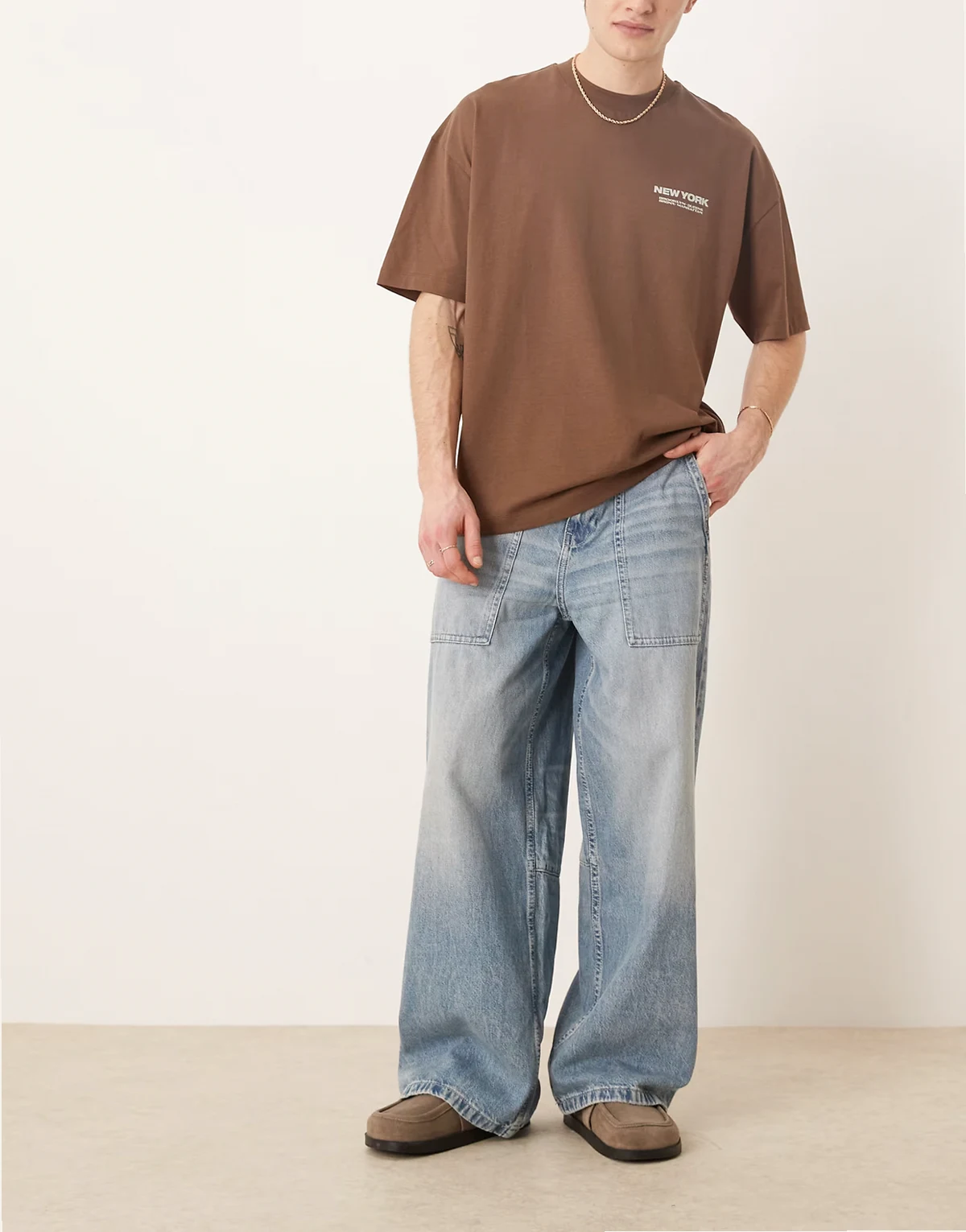 super baggy jeans in light wash blue