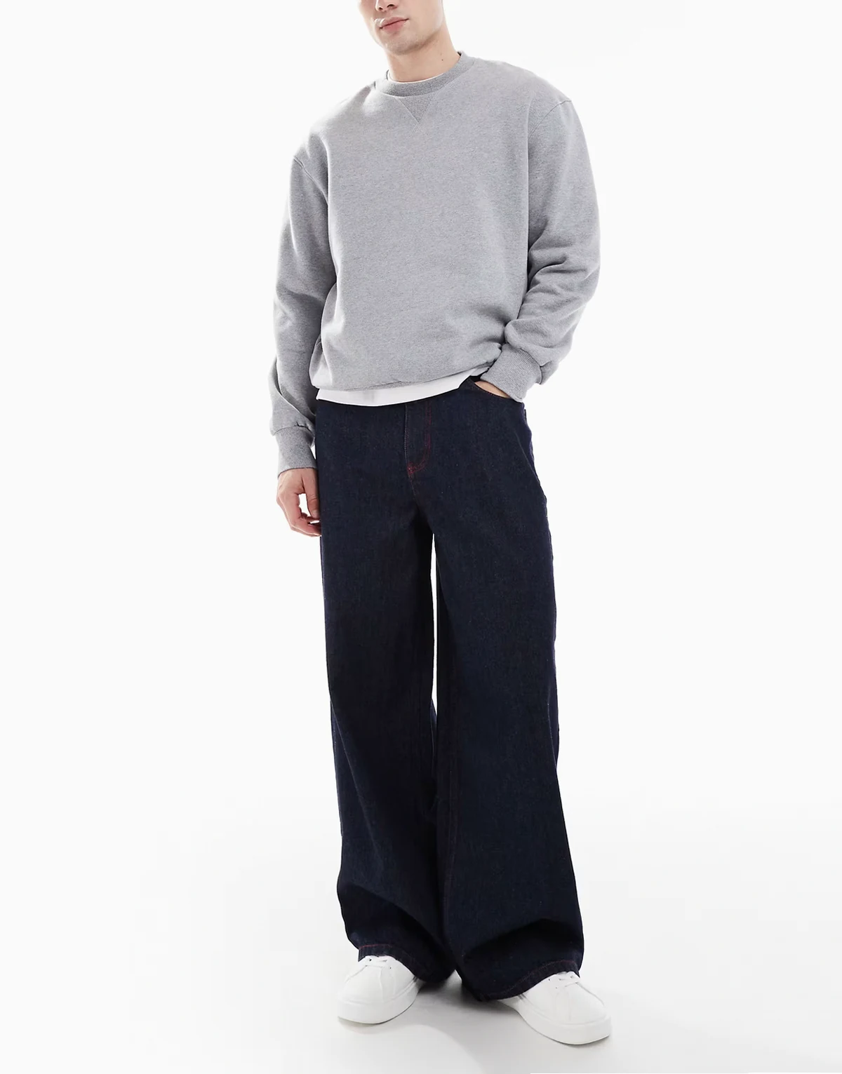 X003 wide leg mid rise jeans in rinse