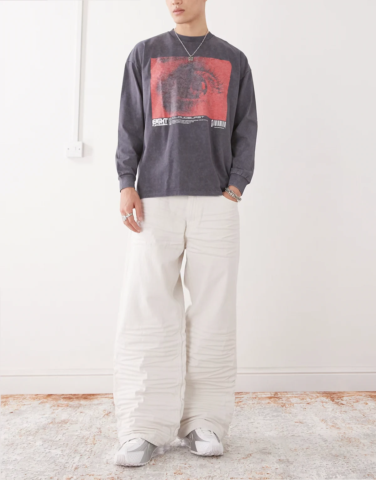 – Looser – Białe jeansy baggy