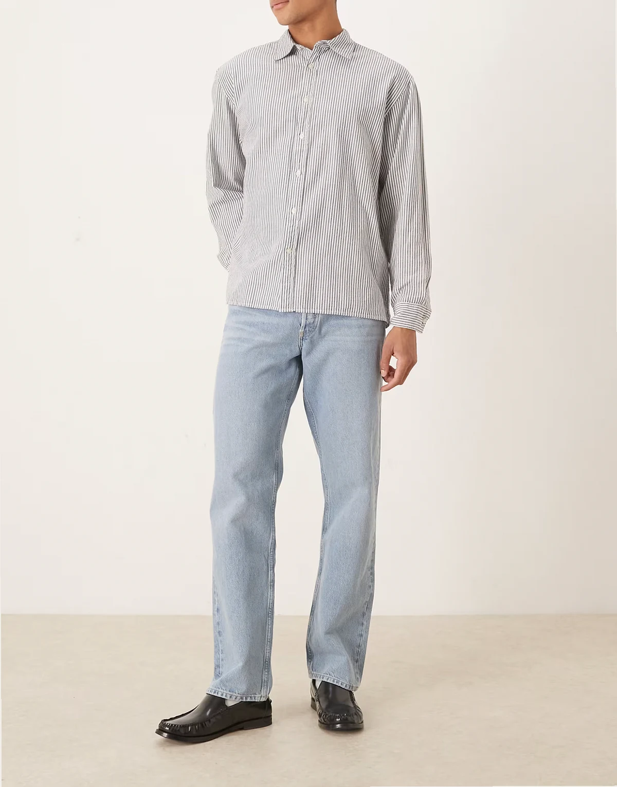 Ocean loose straight leg jeans in light wash blue