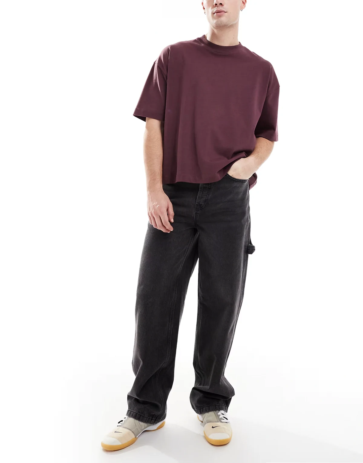 X011 baggy carpenter mid rise jeans in washed black