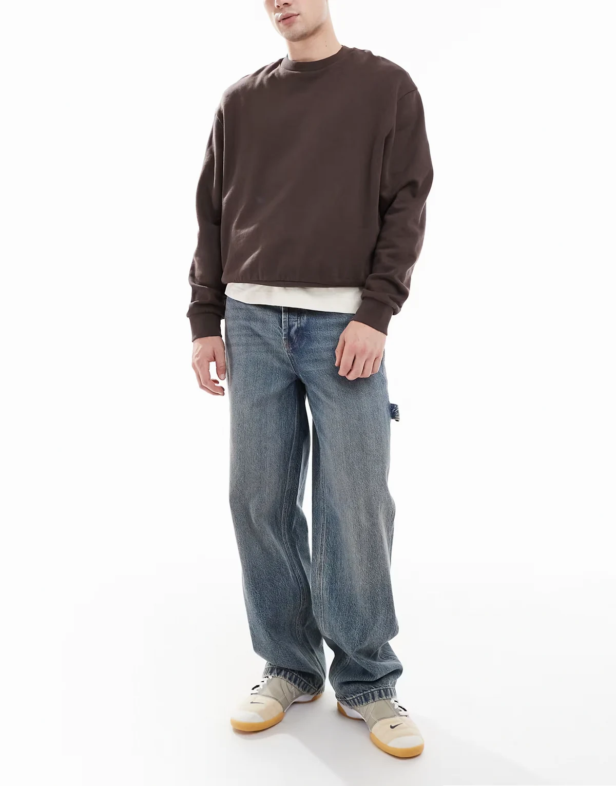 X011 baggy carpenter mid rise jeans in dirty blue