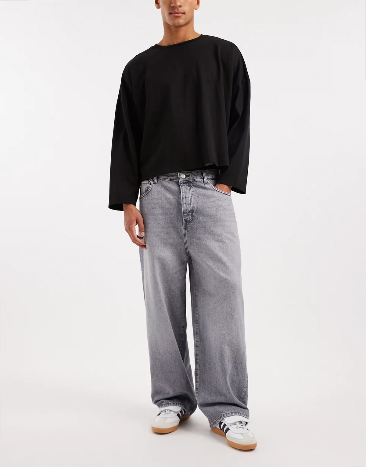 Carl super baggy fit jeans in mid gray