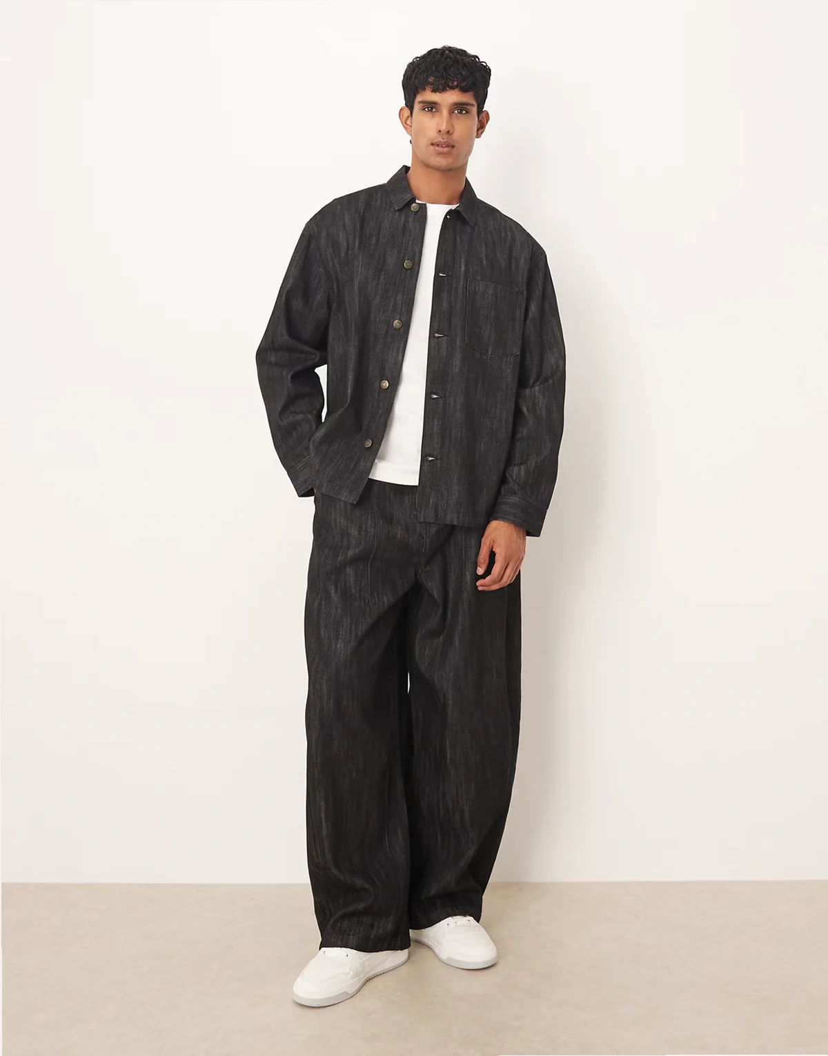 oversized baggy jeans in raw wash - part of a set