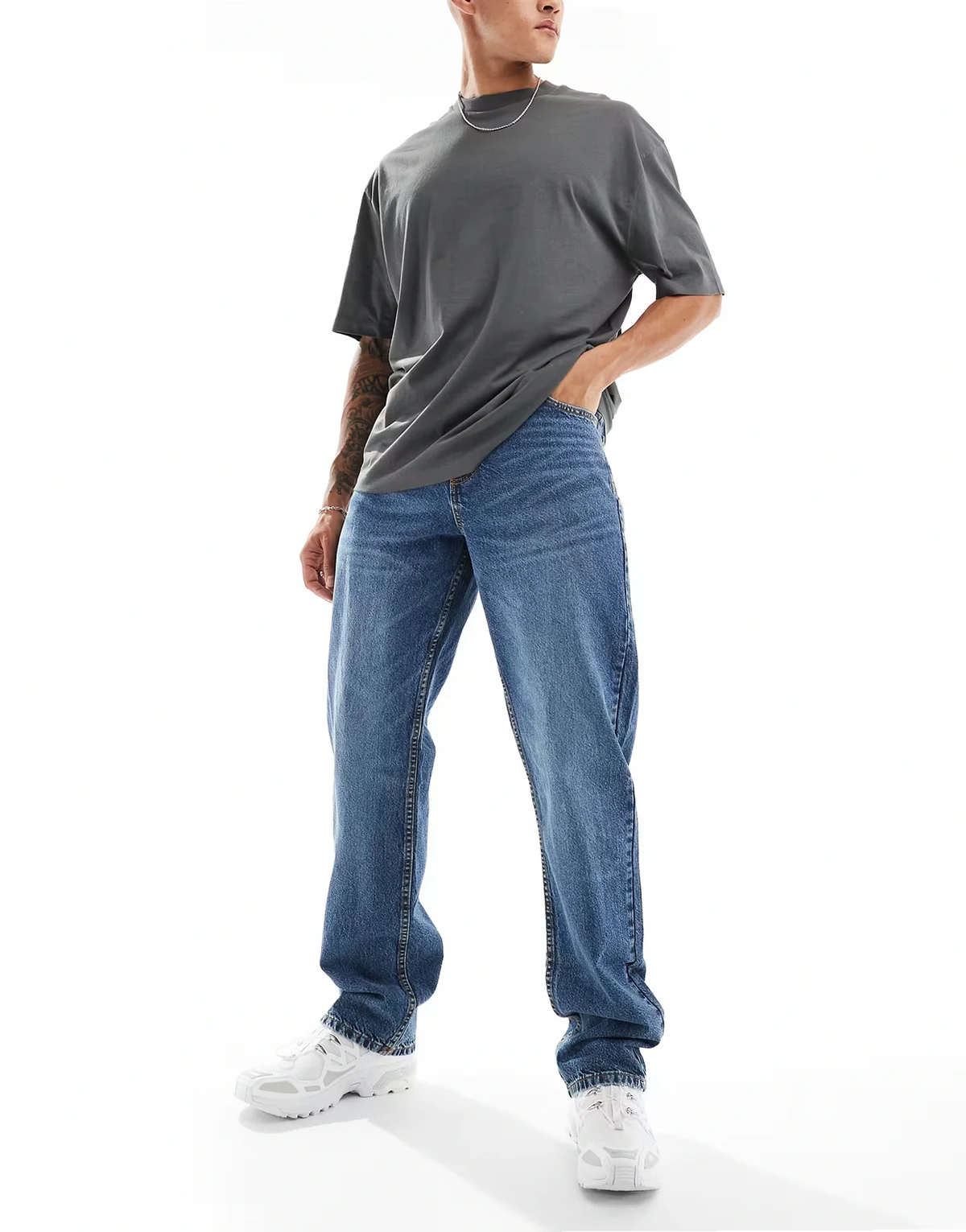 X005 straight leg jean in midwash blue