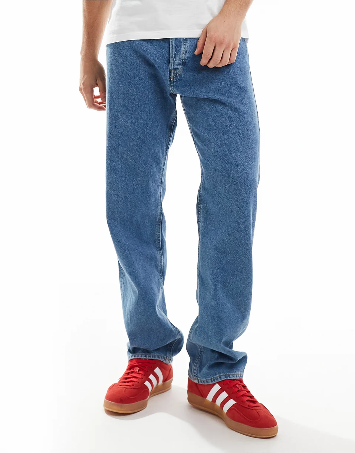 Chris straight leg jeans in mid blue wash