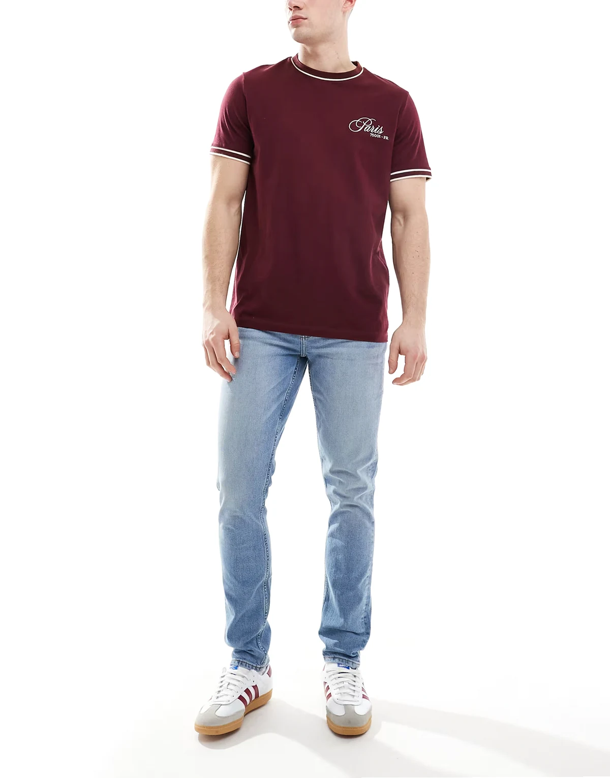 – Enge Jeans in verwaschenem Mittelblau