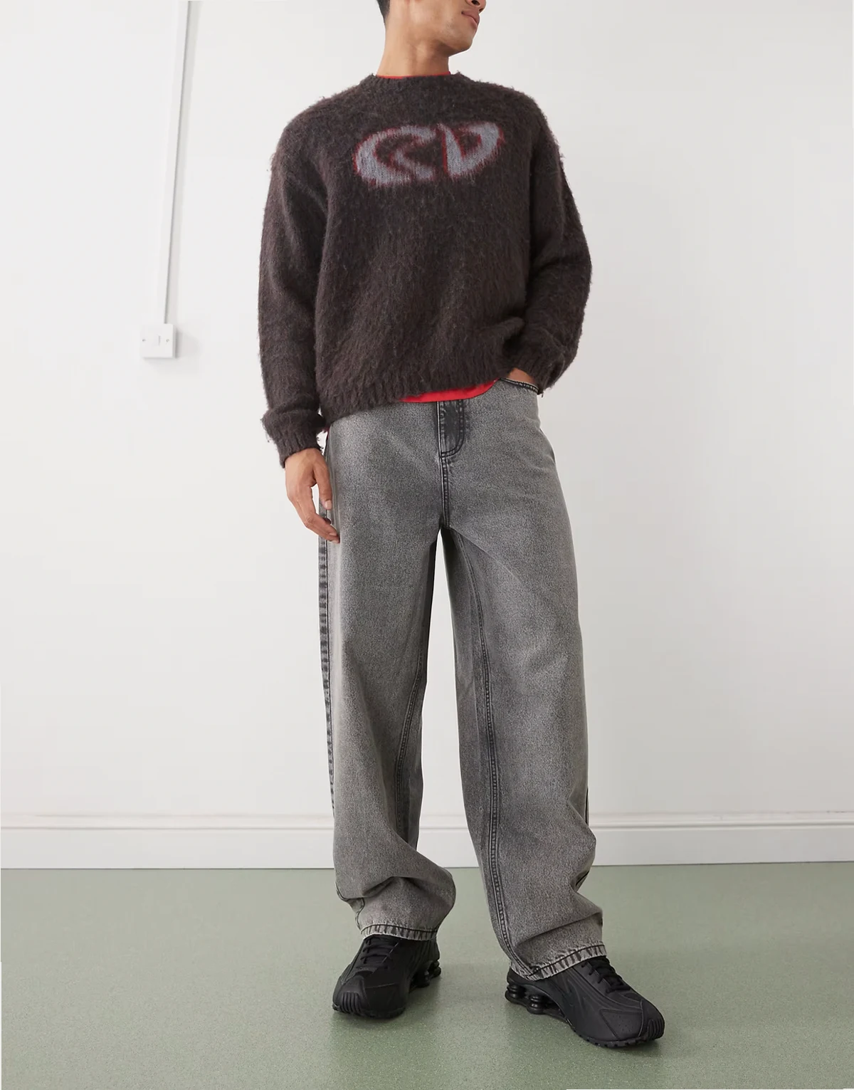 X001 antifit mid rise jeans in gray wash