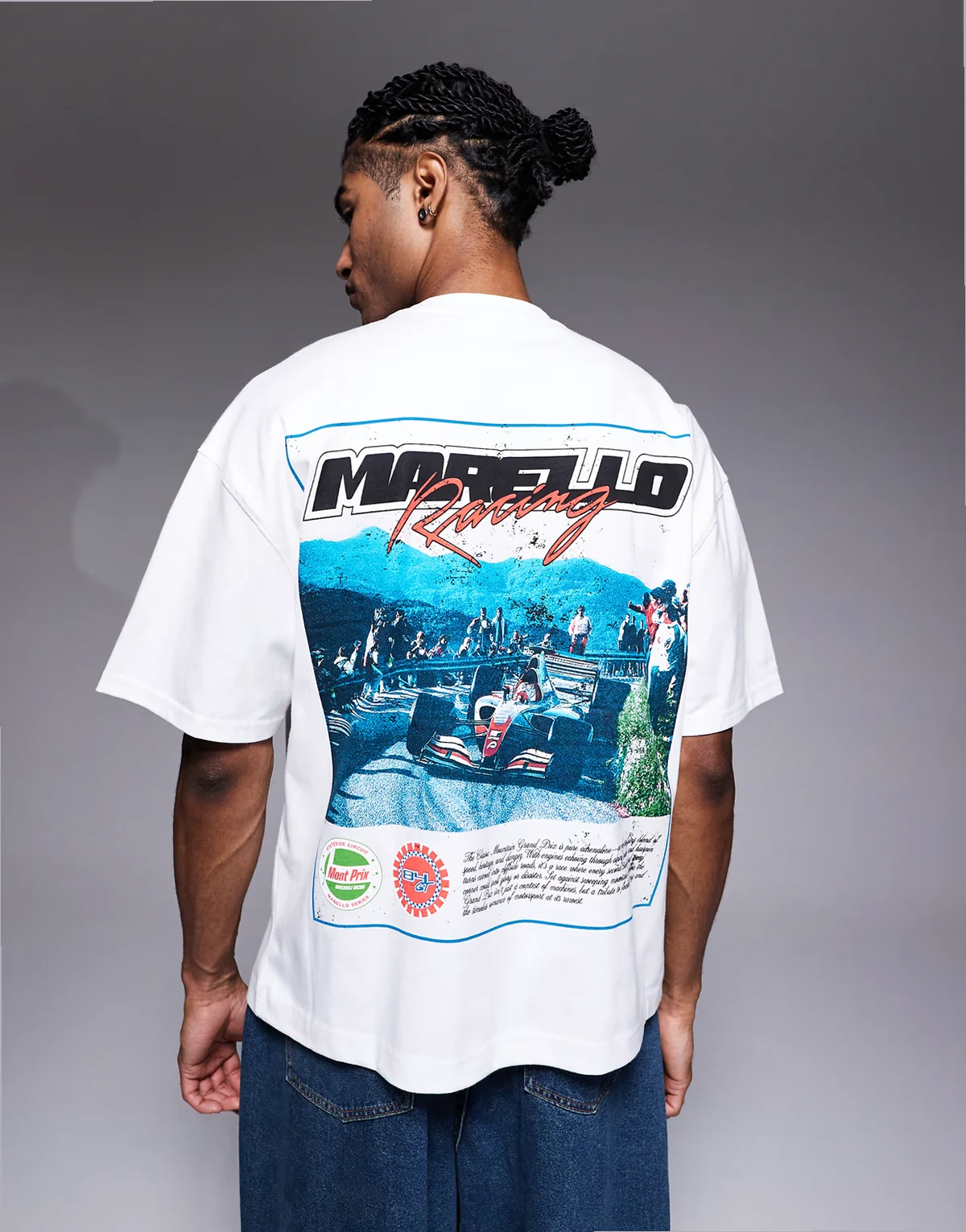 oversized T-shirt with 'Morello racing' back print in white