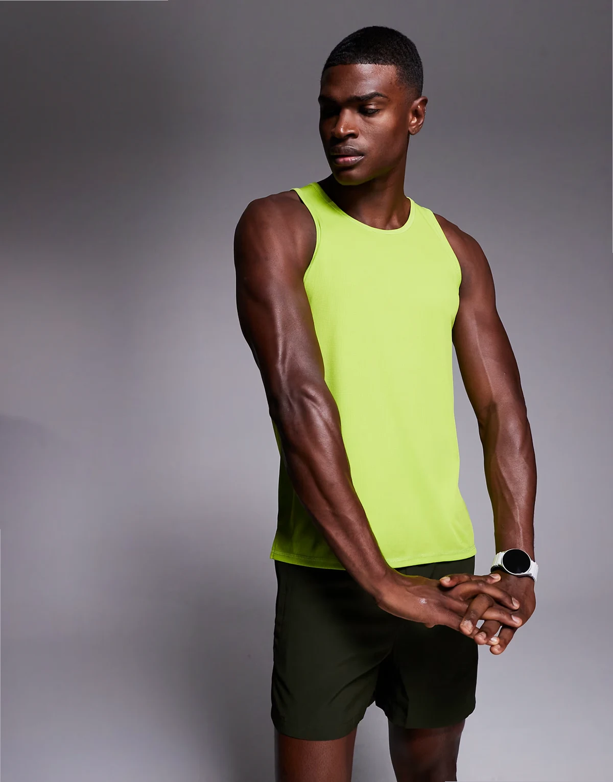 quick dry mesh relaxed fit running tank top in acid green