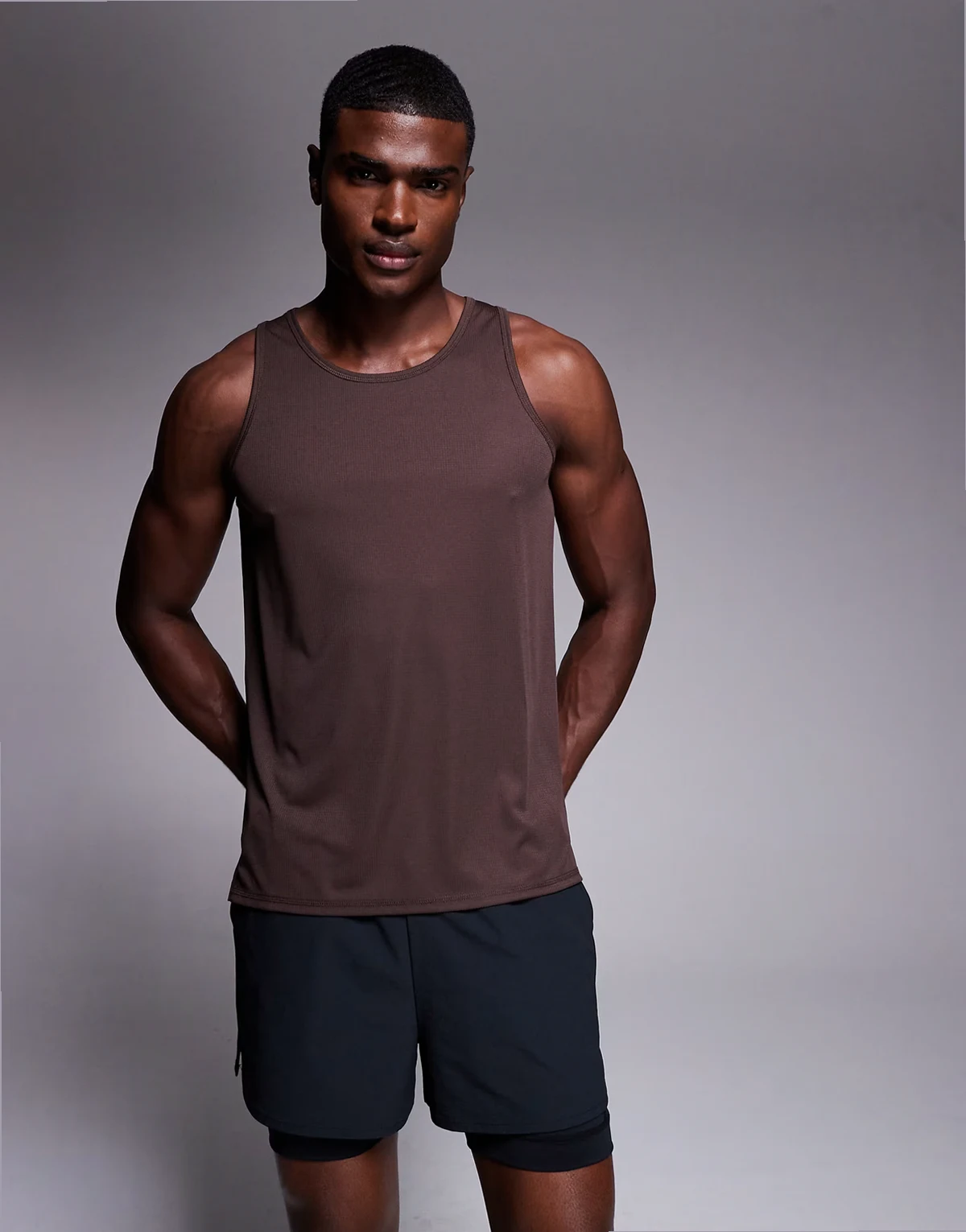 quick dry technical mesh relaxed fit running tank top in raisin