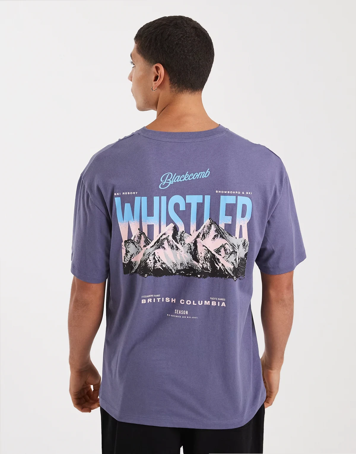 T-shirt with mountain back print in purple