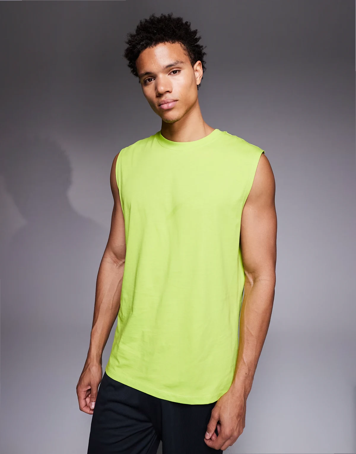 Icon oversized cotton pump training tank top with quick dry finish in acid green