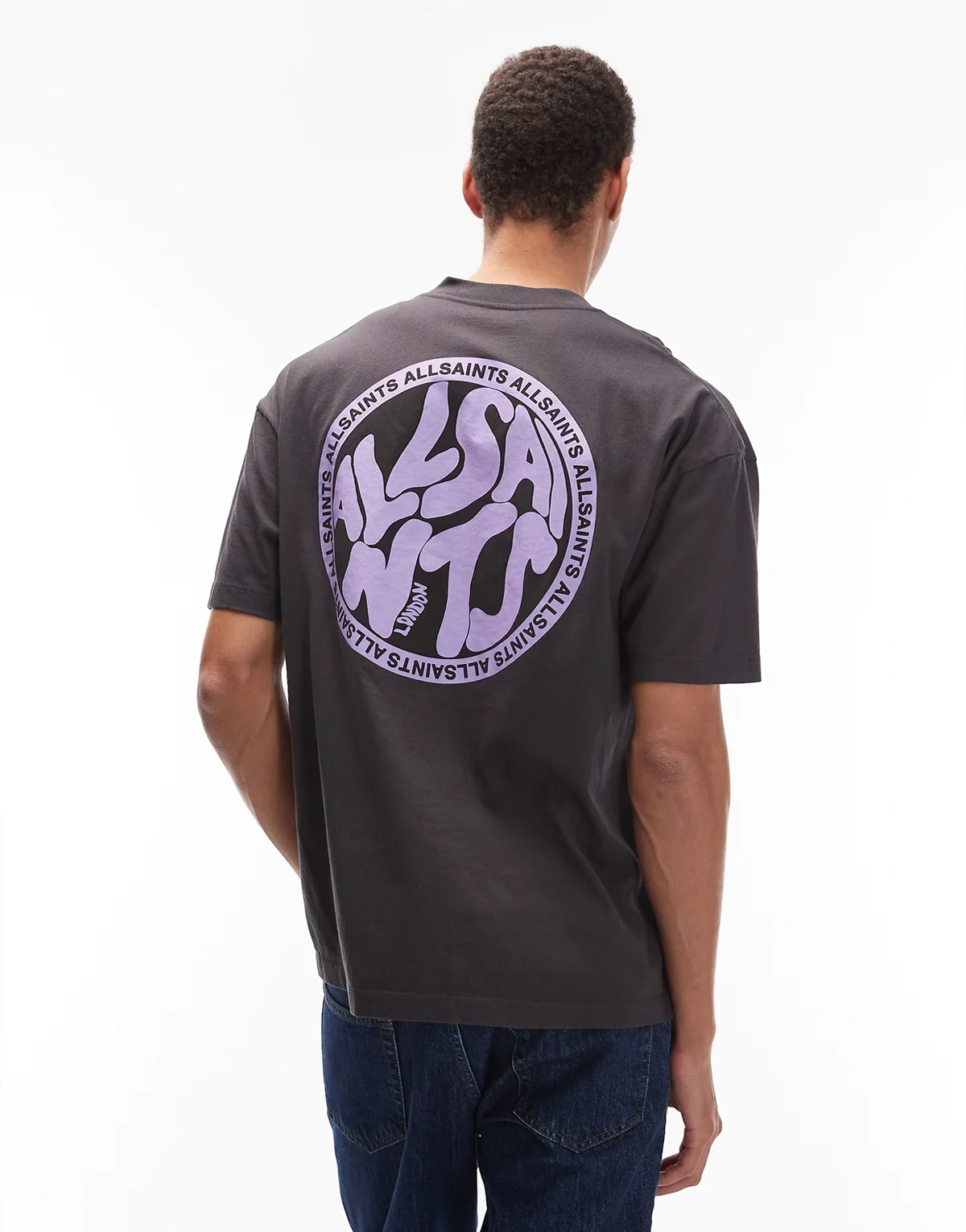 distortion t-shirt in washed black / purple