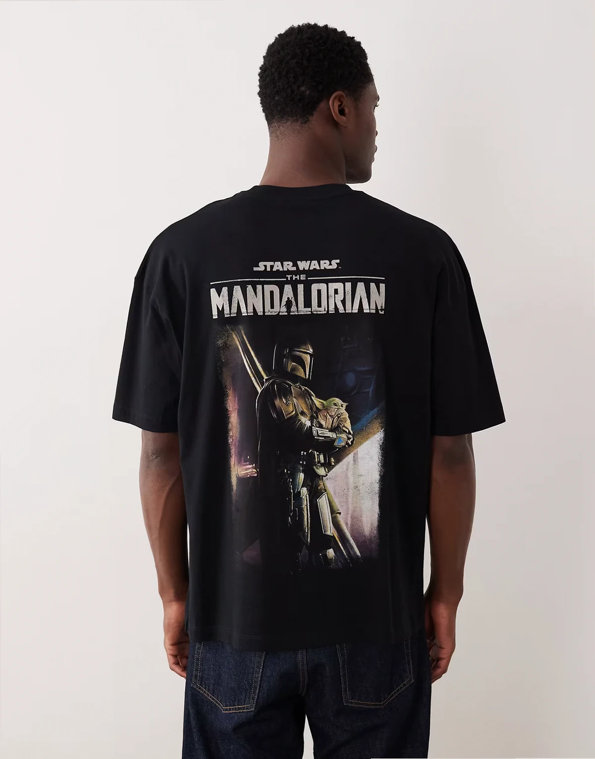 – Oversize-T-Shirt in Schwarz mit „MANDALORIAN“-Print