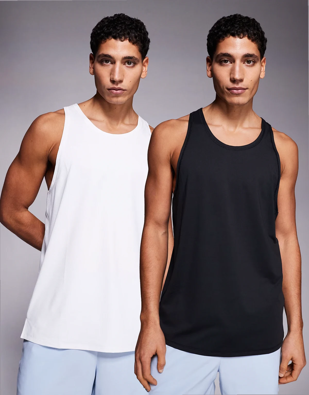 Icon quick dry mesh training tank top with racer back 2 pack in black and white