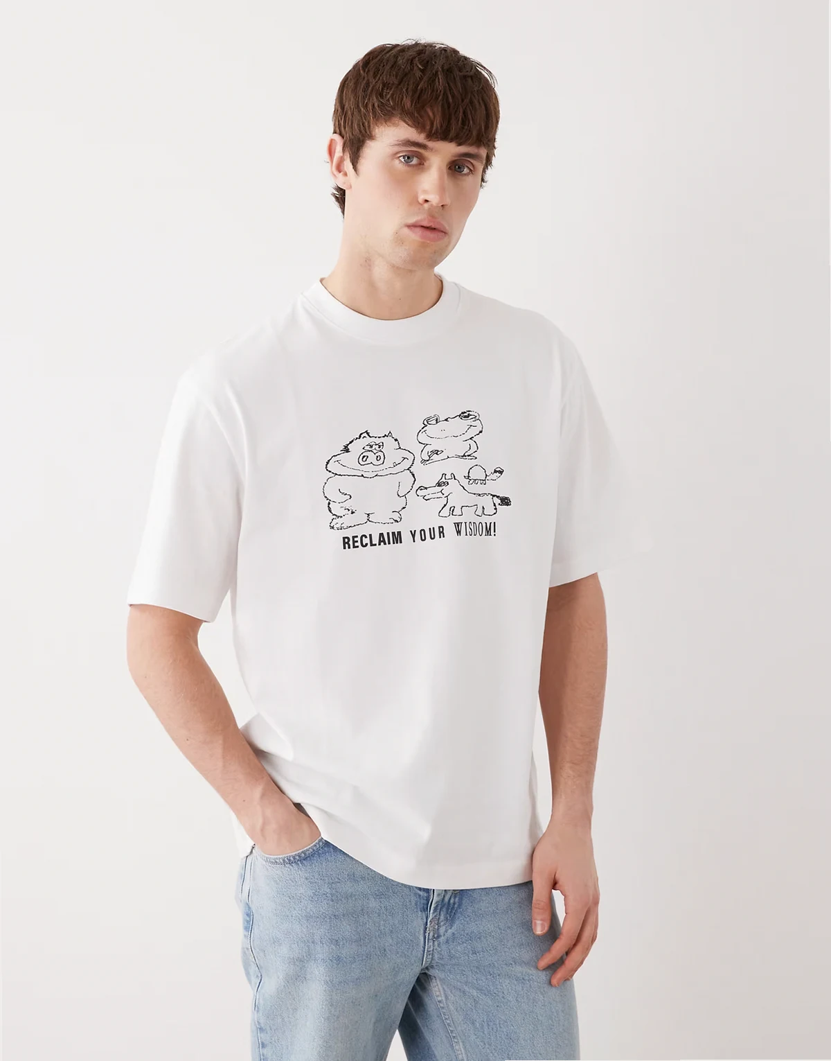 – Relaxed-Fit-T-Shirt in Weiß mit Grafikprint