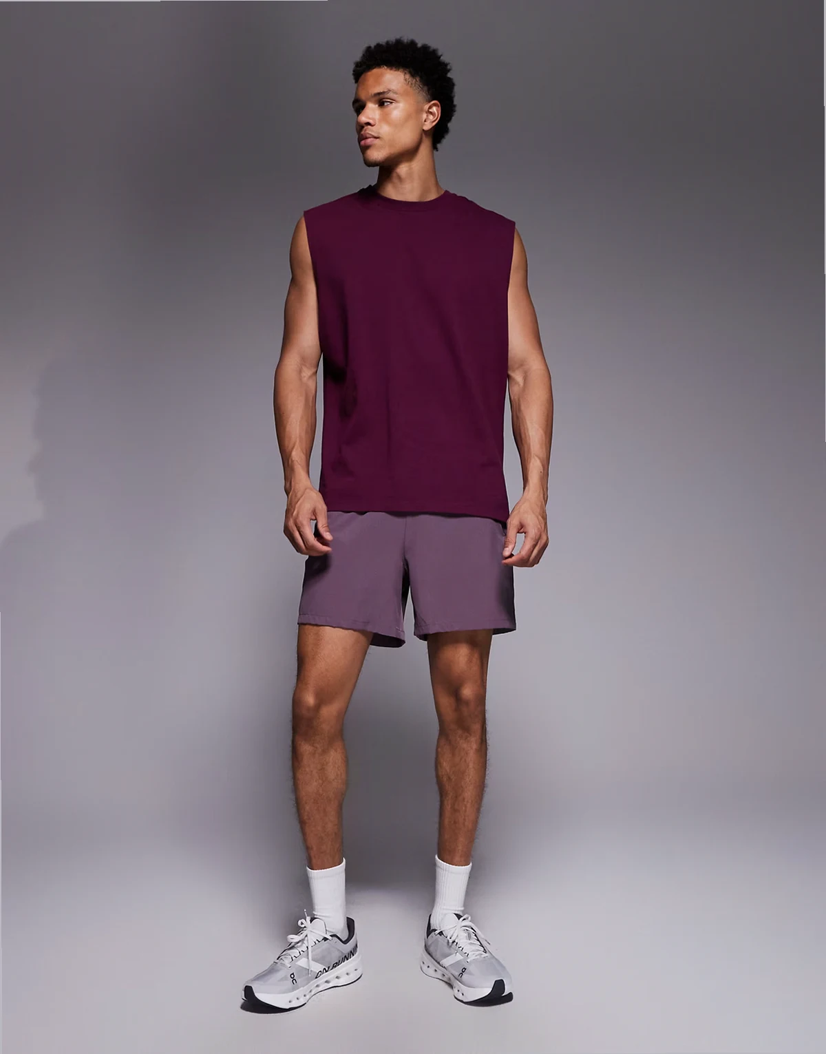 Icon cotton oversized pump training tank top with quick dry finish in washed burgundy