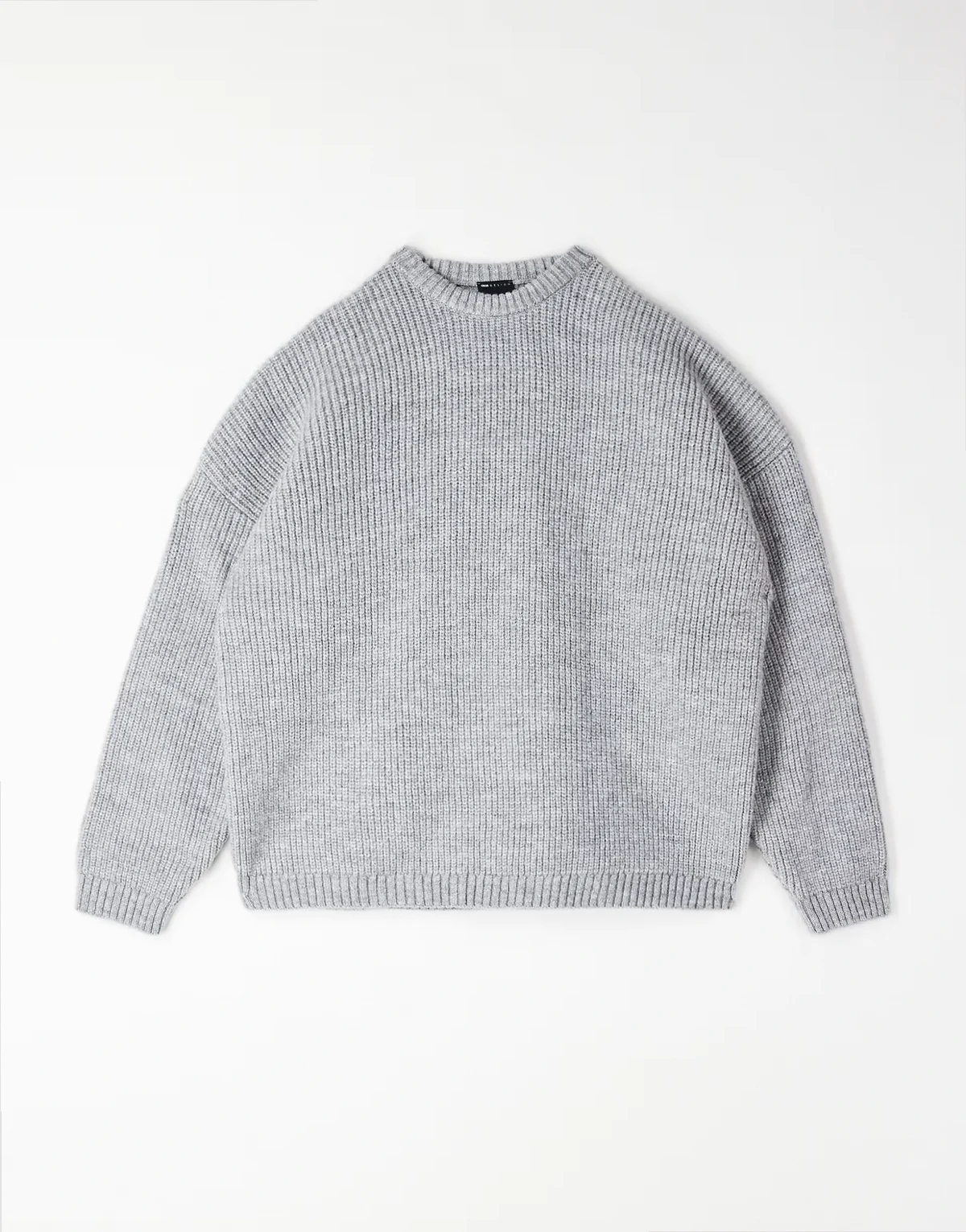 – Kastiger Strickpullover in Grau mit Patentmuster und extremer Oversize-Passform