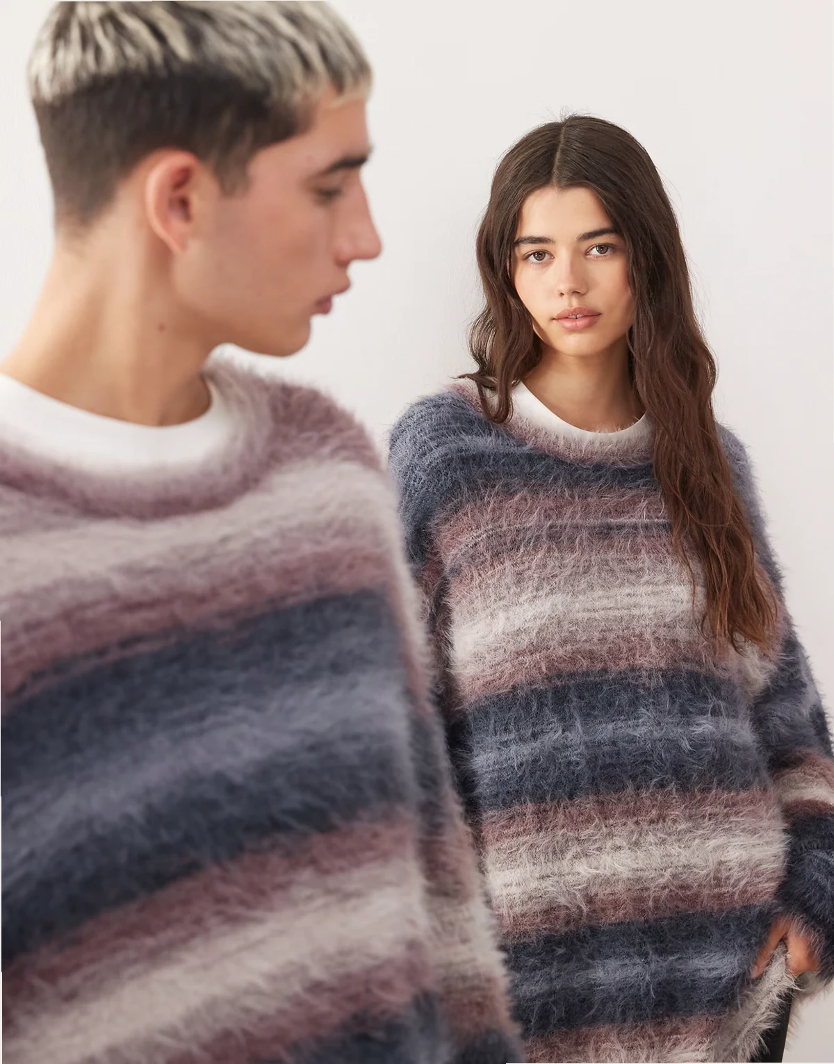 Unisex long sleeve striped sweater