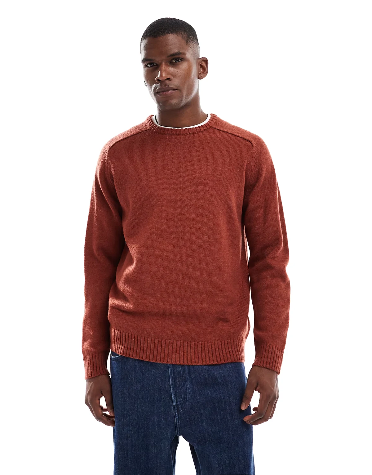crew neck sweater in burnt orange