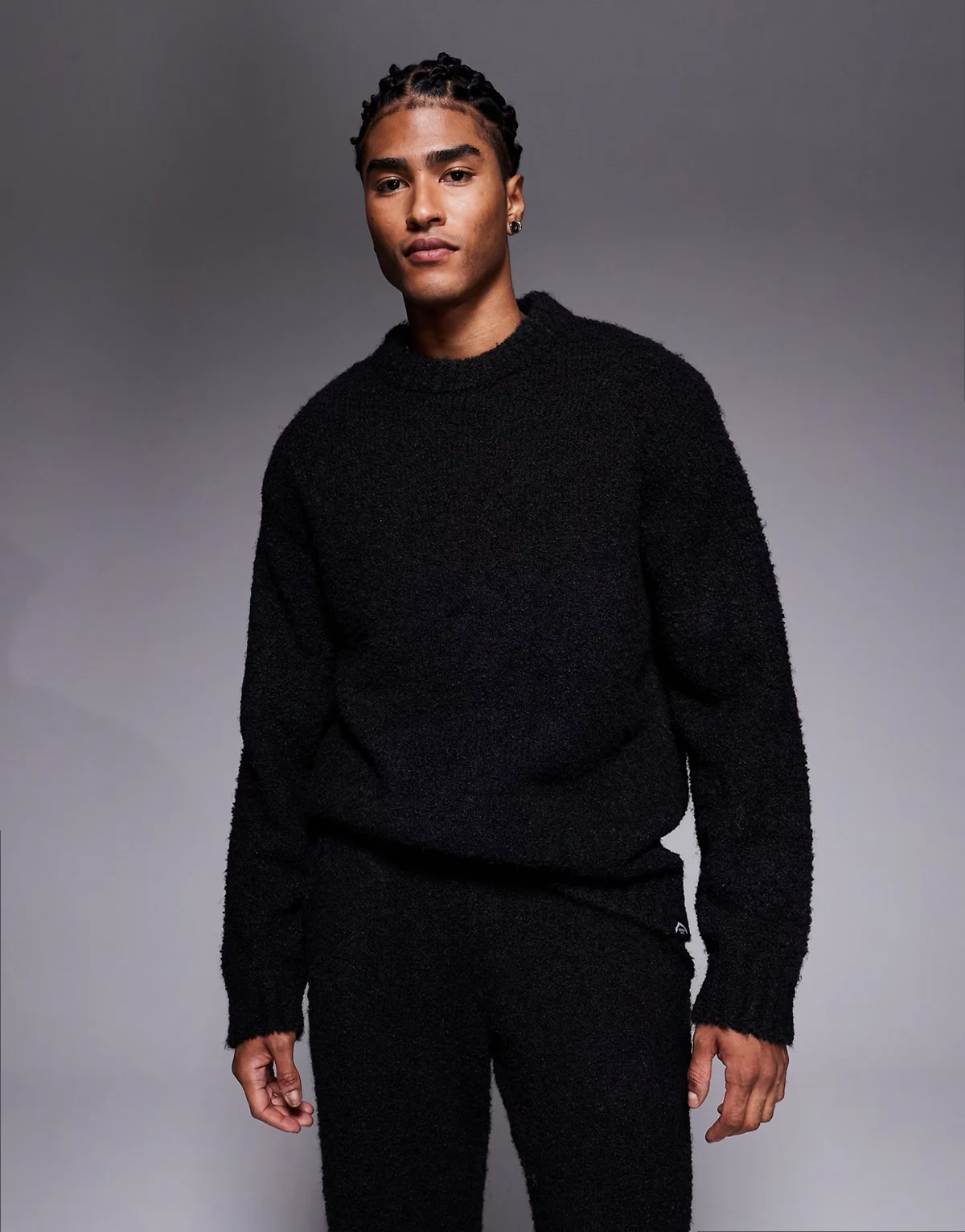 knit boucle sweater in black - part of a set