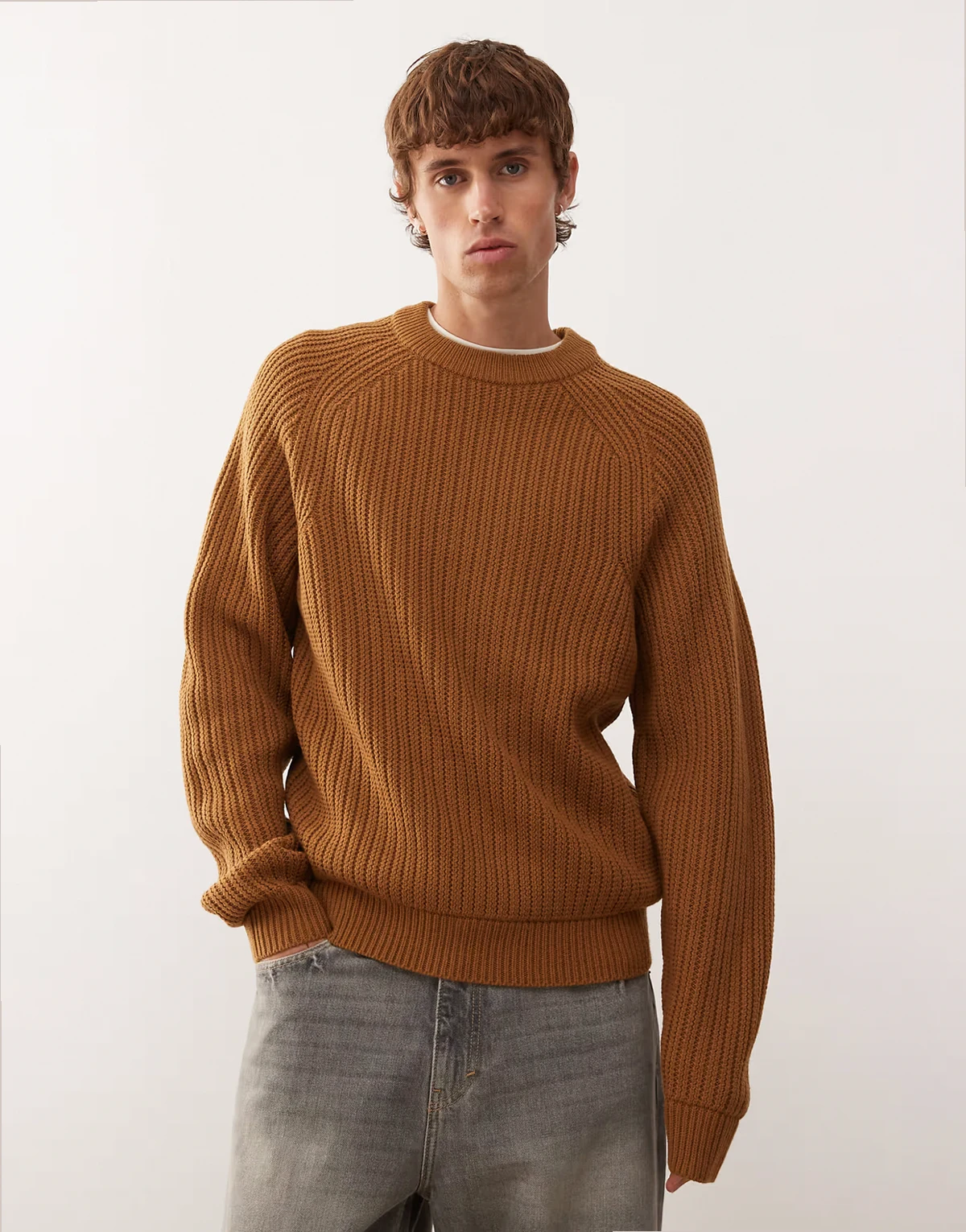 knit sweater in taupe