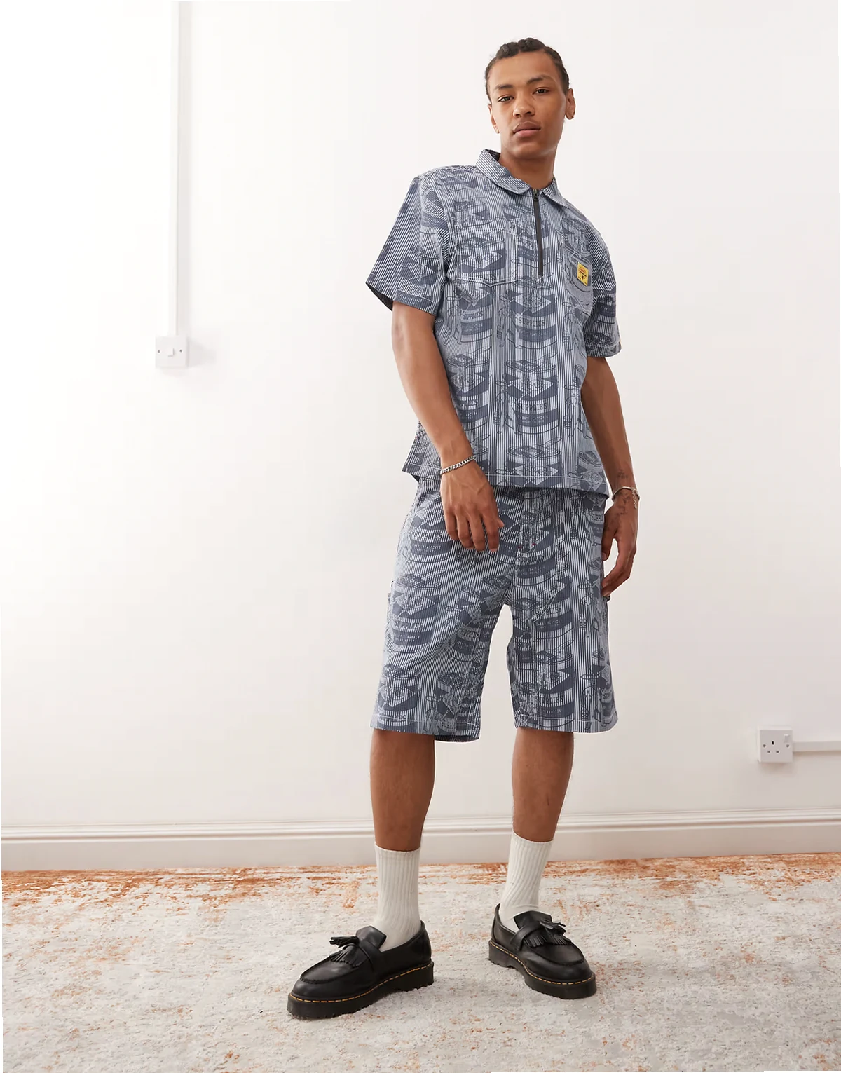 supplies work all over printed shorts in blue - part of a set