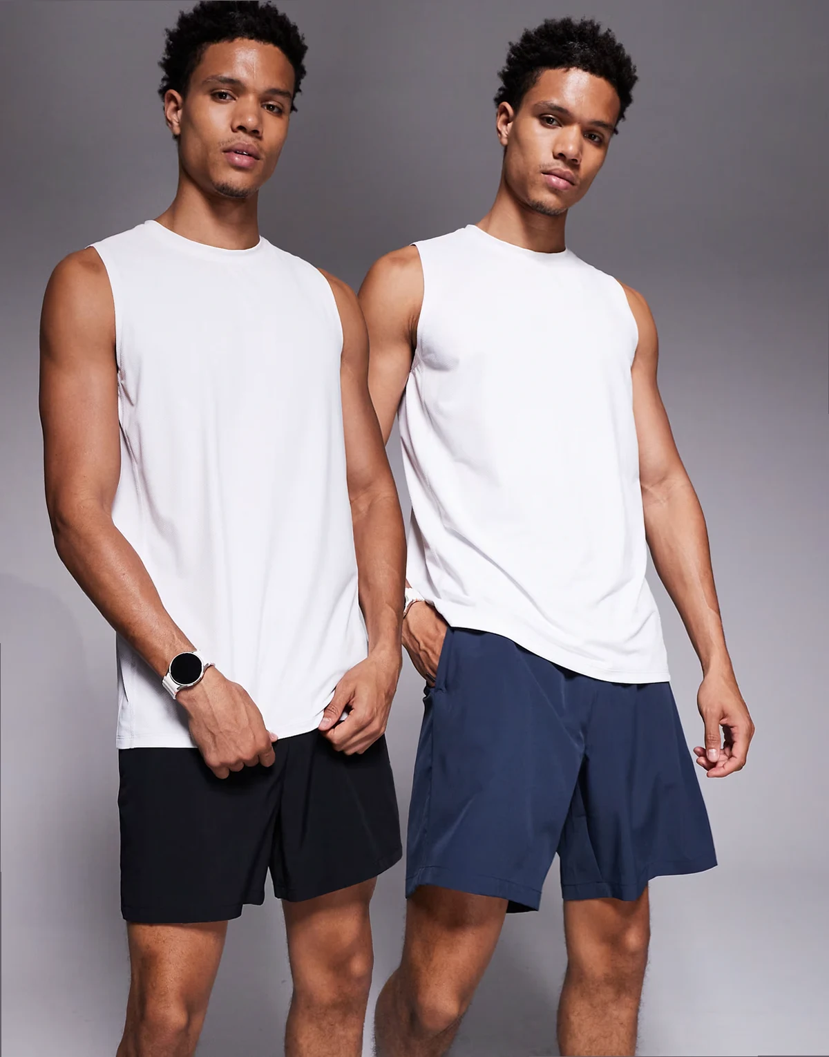 Icon – 2er-Pack Laufshorts aus schnell trocknendem Material in Schwarz und Marineblau mit Handytasche hinten, 8 cm Schrittlänge