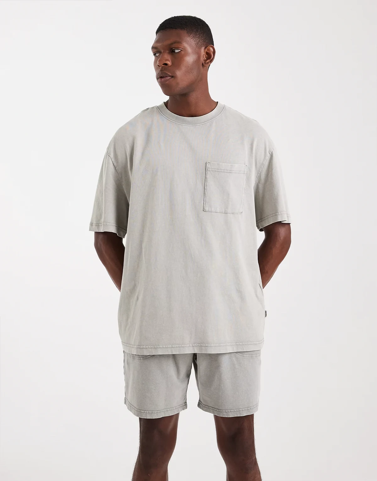 sweat shorts in washed light gray - part of a set