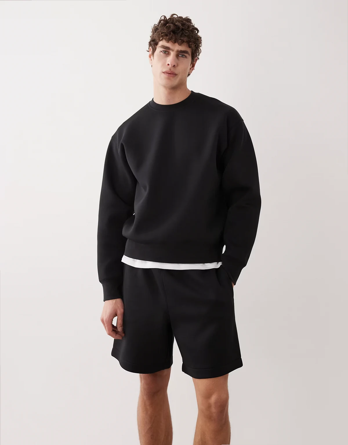 mix and match shorts in black scuba-style fabric