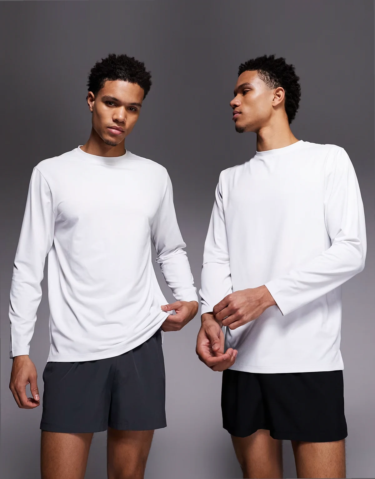 – Icon – 2er-Pack schnell trocknende Lauf-Shorts in Schwarz und Anthrazit mit Handytasche hinten, 8 cm Schrittlänge