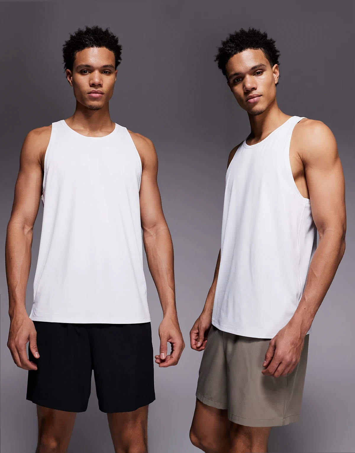 – Icon – 2er-Pack schnelltrocknende Sport-Shorts in Schwarz und Sandstein mit Reißverschlusstaschen, 13 cm Schrittlänge