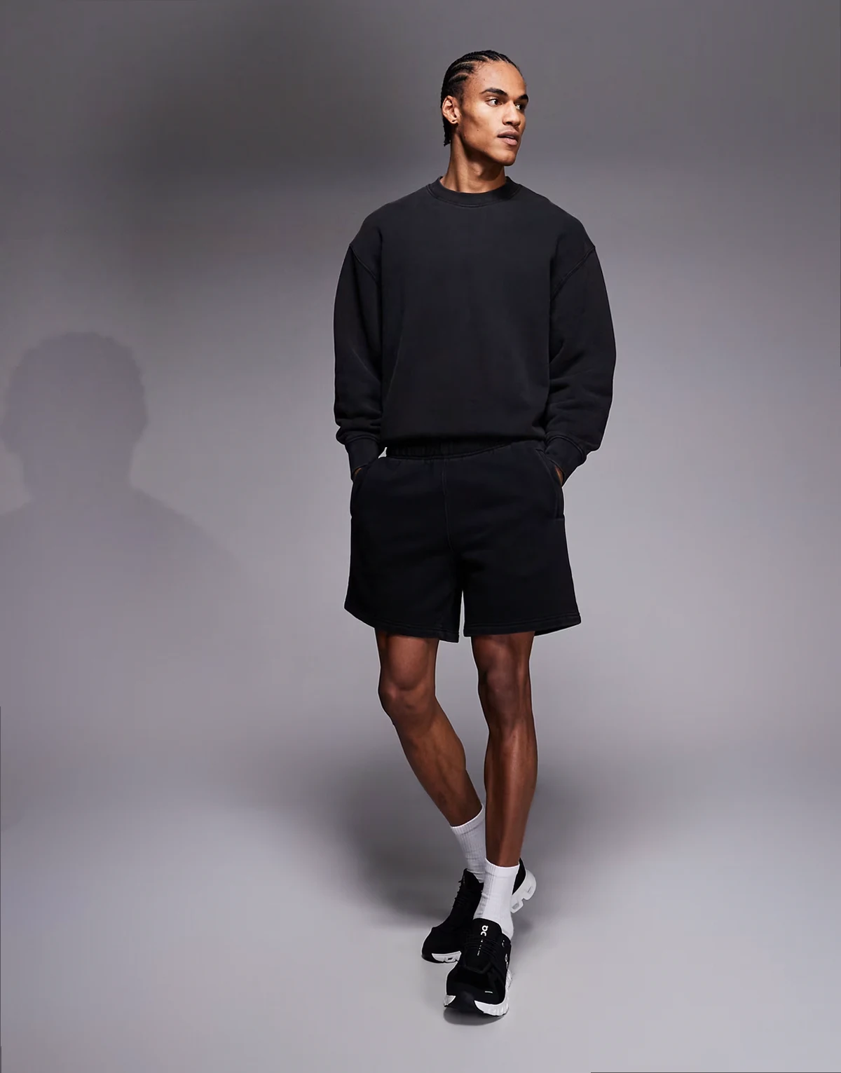 – Icon Rest Day – Schwere Baumwoll-Shorts in schwarzer Waschung, 440 g/m², 18 cm Schrittlänge