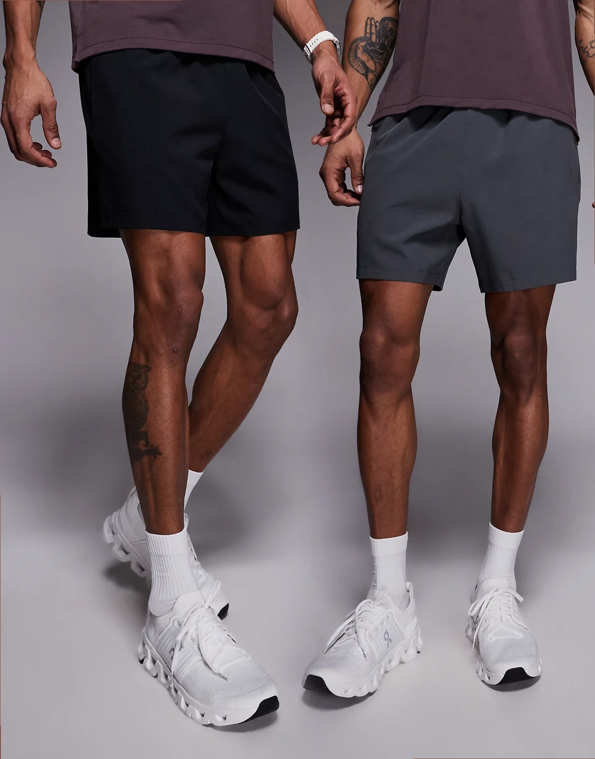 – Icon – Schnelltrocknende Sport-Shorts in Schwarz und Dunkelgrau mit Reißverschlusstaschen, 13 cm Schrittlänge, 2er-Pack