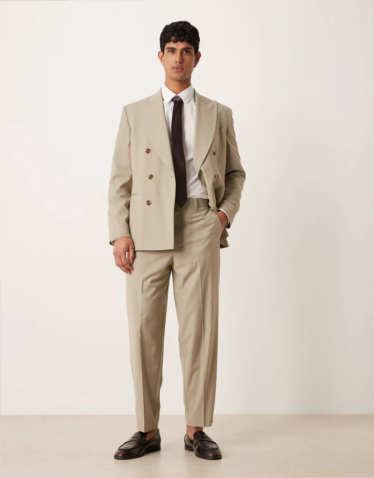 relaxed tapered suit pants in sage green