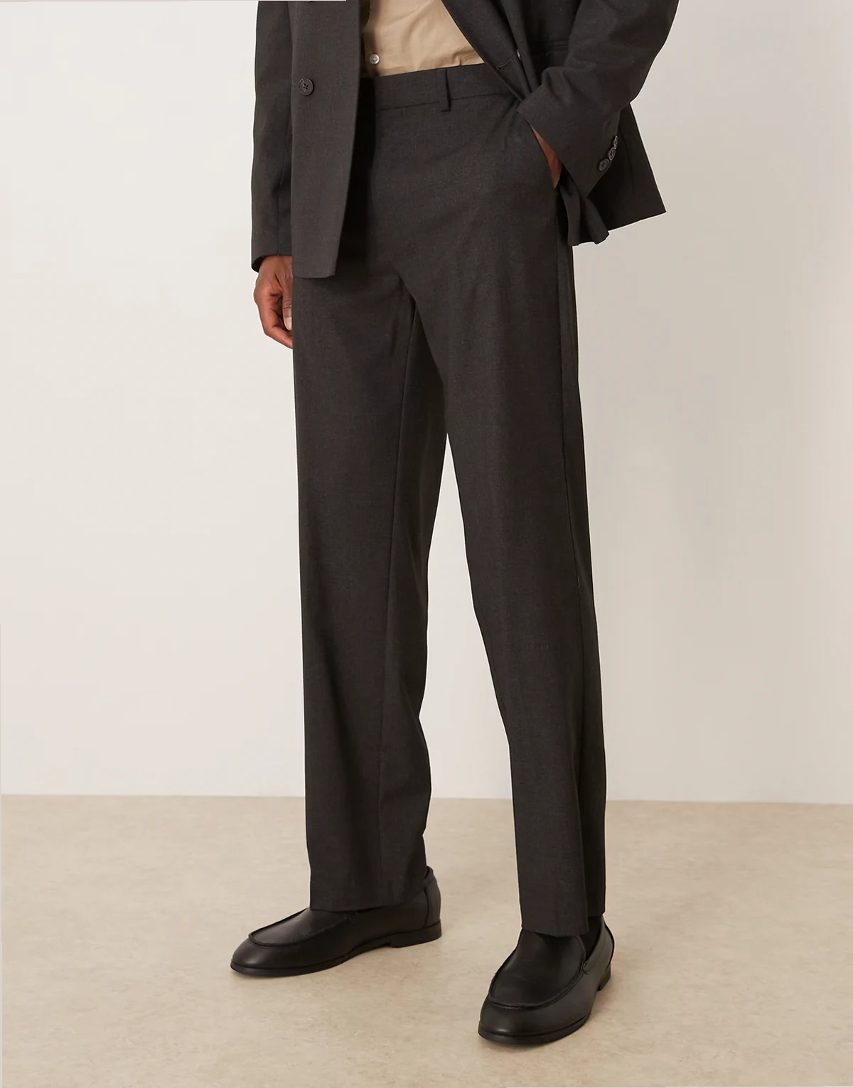 straight leg suit pants in charcoal
