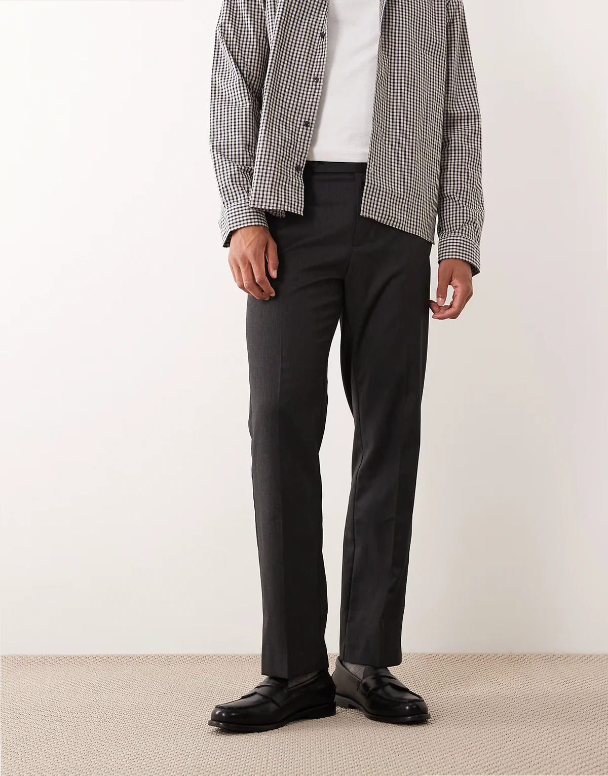 – Elegante Slim-Fit-Hose aus Flannel in meliertem Grau