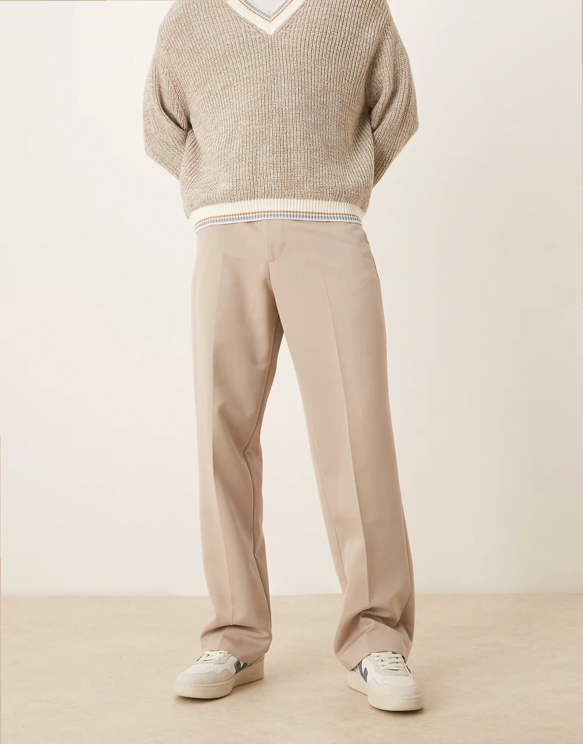– Elegante Hose mit weitem Bein in Stein